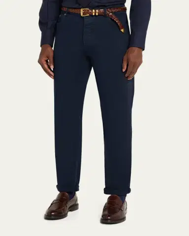 Brunello Cucinelli Men's Dyed Denim Slim-Straight Leg Five-Pocket Pants | Thumbnail 9