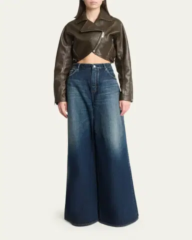 Alaïa High-Rise Denim Wide-Leg Palazzo Pants | Thumbnail 2 Alaïa High-Rise Denim Wide-Leg Palazzo Pants | Thumbnail 2