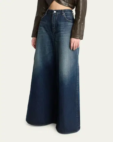 Alaïa High-Rise Denim Wide-Leg Palazzo Pants | Thumbnail 4 Alaïa High-Rise Denim Wide-Leg Palazzo Pants | Thumbnail 4