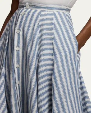 Ralph Lauren Collection Alternating Lines Umbrella Linen Skirt | Thumbnail 5