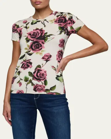 L'Agence Ressi Short-Sleeve Rose Tee | Thumbnail 3 L'Agence Ressi Short-Sleeve Rose Tee | Thumbnail 3
