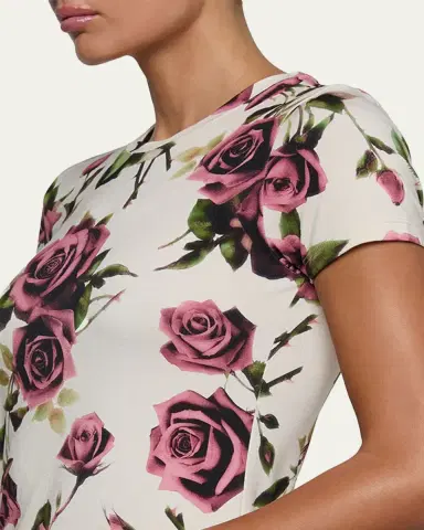 L'Agence Ressi Short-Sleeve Rose Tee | Thumbnail 4 L'Agence Ressi Short-Sleeve Rose Tee | Thumbnail 4