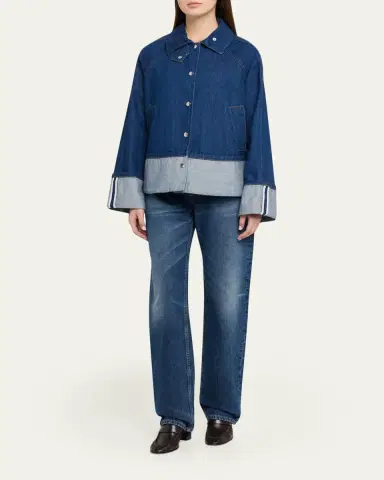 Brandon Maxwell Wells Trapeze Denim Jacket | Thumbnail 2 Brandon Maxwell Wells Trapeze Denim Jacket | Thumbnail 2