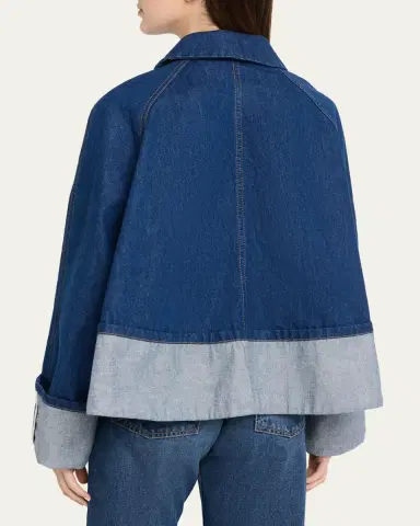 Brandon Maxwell Wells Trapeze Denim Jacket | Thumbnail 3 Brandon Maxwell Wells Trapeze Denim Jacket | Thumbnail 3