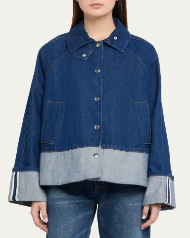 Brandon Maxwell Wells Trapeze Denim Jacket | Thumbnail 4 Brandon Maxwell Wells Trapeze Denim Jacket | Thumbnail 4