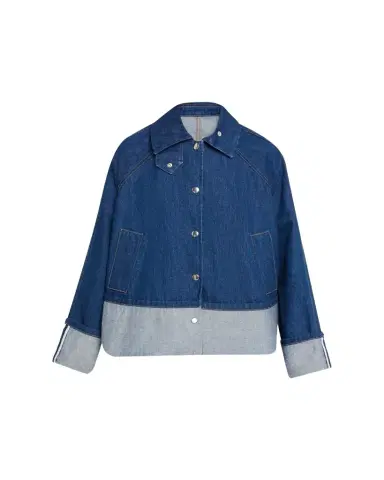 Brandon Maxwell Wells Trapeze Denim Jacket | Thumbnail 1 Brandon Maxwell Wells Trapeze Denim Jacket | Thumbnail 1