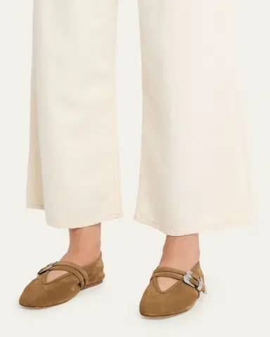Le Monde Béryl Claudia Suede Western Buckle Ballerina Flats | Thumbnail 2