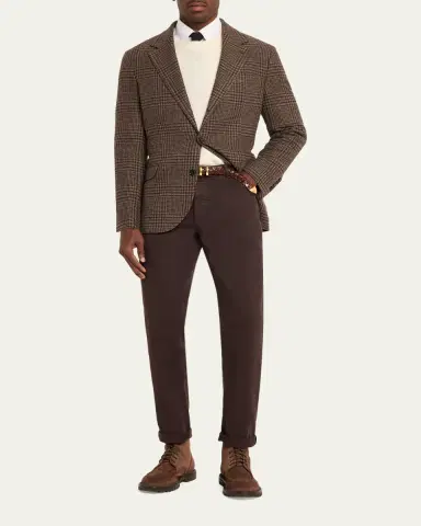Brunello Cucinelli Men's Cashmere Houndstooth Check Single-Breasted Sport Coat | Thumbnail 2