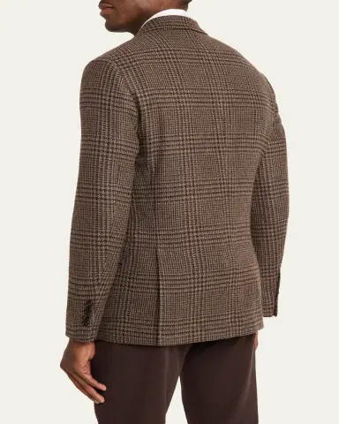 Brunello Cucinelli Men's Cashmere Houndstooth Check Single-Breasted Sport Coat | Thumbnail 3