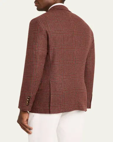 Brunello Cucinelli Men's Cashmere Houndstooth Check Single-Breasted Sport Coat | Thumbnail 8