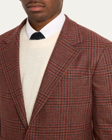 Brunello Cucinelli Men's Cashmere Houndstooth Check Single-Breasted Sport Coat | Thumbnail 10