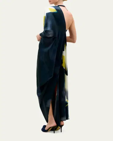 Silvia Tcherassi Erica Floral Silk One-Shoulder Maxi Dress | Thumbnail 3