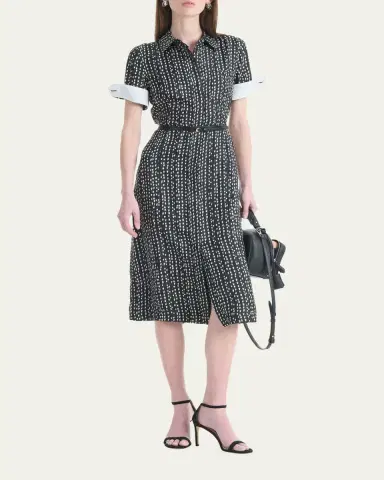 Altuzarra Kieran Abstract-Print Short-Sleeve Midi Shirtdress With Belt | Thumbnail 4 Altuzarra Kieran Abstract-Print Short-Sleeve Midi Shirtdress With Belt | Thumbnail 4