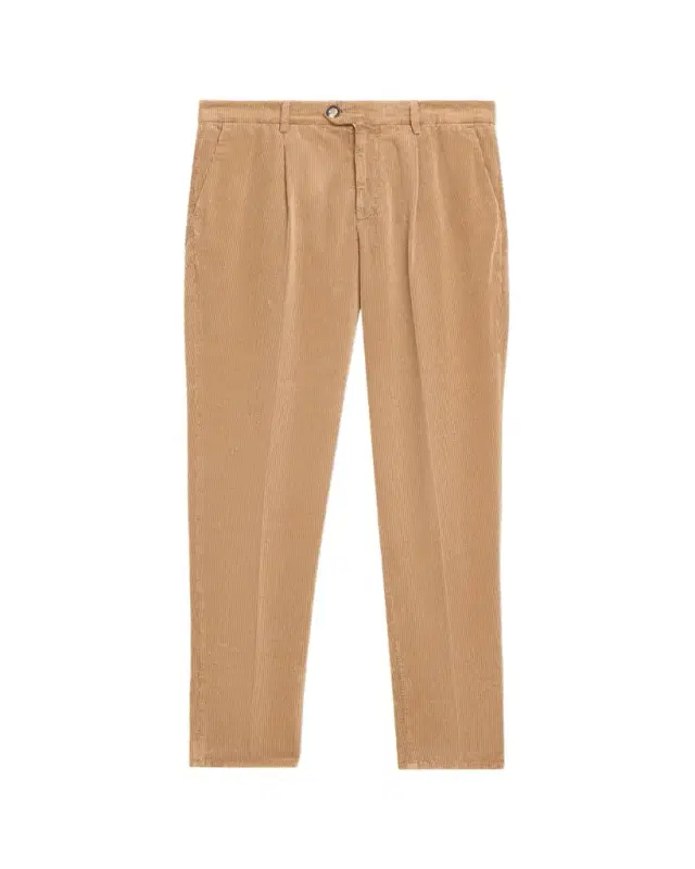 Brunello Cucinelli Men's Corduroy Tapered Leg Single-Pleated Pants