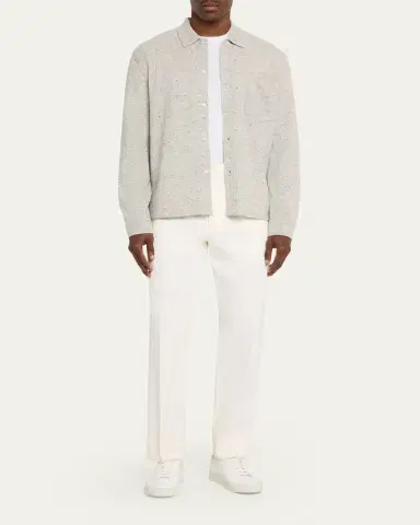 OFFICINE GÉNÉRALE Men's Wool/Cashmere Melange Knit Long-Sleeve Shirt | Thumbnail 2