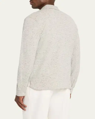 OFFICINE GÉNÉRALE Men's Wool/Cashmere Melange Knit Long-Sleeve Shirt | Thumbnail 3