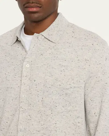 OFFICINE GÉNÉRALE Men's Wool/Cashmere Melange Knit Long-Sleeve Shirt | Thumbnail 5