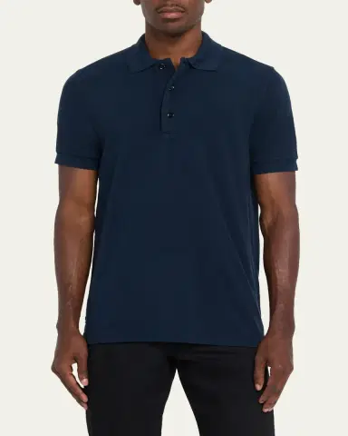 Tom Ford Men's Lyocell Pique Polo Shirt | Thumbnail 8 Tom Ford Men's Lyocell Pique Polo Shirt | Thumbnail 8