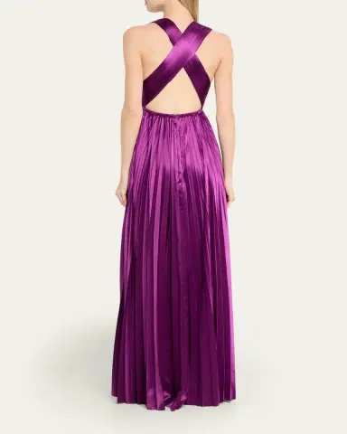 Ulla Johnson Lena Pleated Satin Gown | Thumbnail 3 Ulla Johnson Lena Pleated Satin Gown | Thumbnail 3