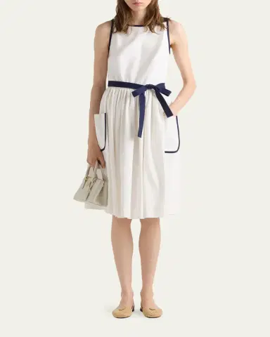 Prada Slubbed Toile Sleeveless Dress | Thumbnail 2 Prada Slubbed Toile Sleeveless Dress | Thumbnail 2