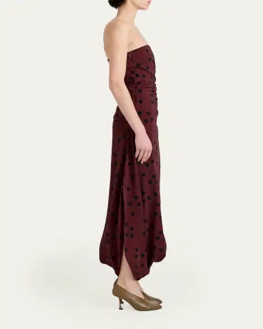 Proenza Schouler Nayara Printed Dot Stetch Viscose Dress | Thumbnail 4 Proenza Schouler Nayara Printed Dot Stetch Viscose Dress | Thumbnail 4