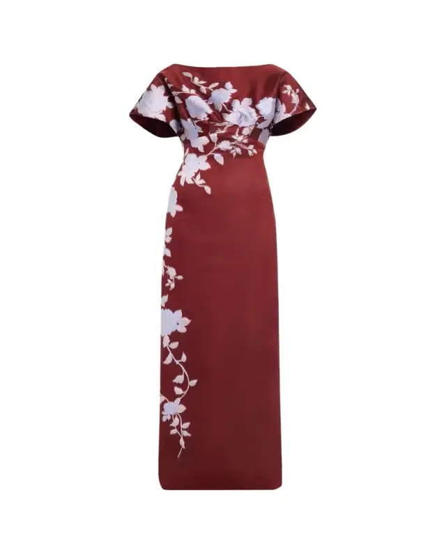 Lela Rose Rose Fil Coupe Empire-Waist Column Gown