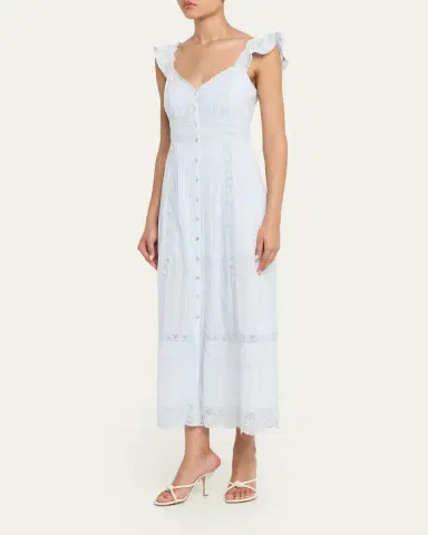 LoveShackFancy Kailette Button-Front Maxi Dress | Thumbnail 4 LoveShackFancy Kailette Button-Front Maxi Dress | Thumbnail 4