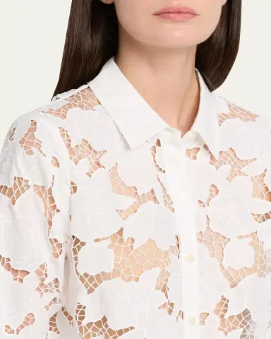 L'Agence Seychelle Eyelet Embroidered Cropped Shirt | Thumbnail 5 L'Agence Seychelle Eyelet Embroidered Cropped Shirt | Thumbnail 5