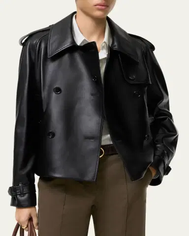 Burberry Cropped Leather Mayfair Trench Jacket | Thumbnail 3 Burberry Cropped Leather Mayfair Trench Jacket | Thumbnail 3