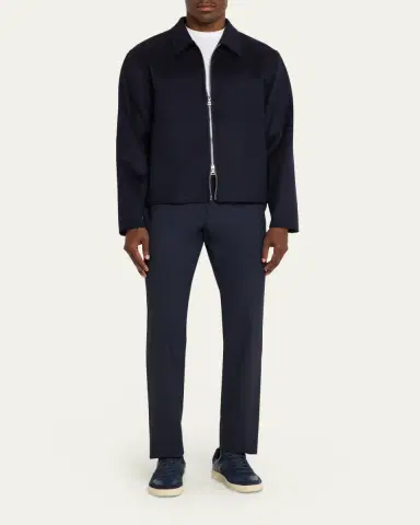 OFFICINE GÉNÉRALE Men's Split Wool Double-Zip Bomber Jacket | Thumbnail 2 OFFICINE GÉNÉRALE Men's Split Wool Double-Zip Bomber Jacket | Thumbnail 2