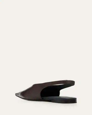Brunello Cucinelli Leather Square-Toe Slingback Flats | Thumbnail 4 Brunello Cucinelli Leather Square-Toe Slingback Flats | Thumbnail 4