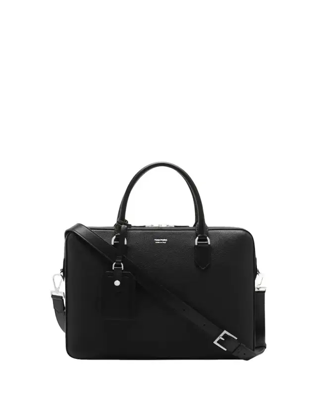 TOM FORD Men's Elliot Large Briefcase in Grained Leather
