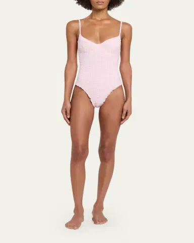 Simkhai Suni Textured Gingham One-Piece Swimsuit | Thumbnail 2 Simkhai Suni Textured Gingham One-Piece Swimsuit | Thumbnail 2