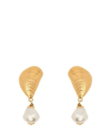 Oscar de la Renta Mussel Pearly Drop Clip-On Earrings | Thumbnail 1 Oscar de la Renta Mussel Pearly Drop Clip-On Earrings | Thumbnail 1