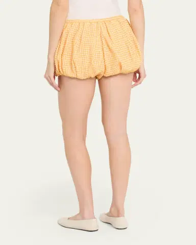 Simkhai Addie Textured Gingham Bubble Shorts | Thumbnail 3
