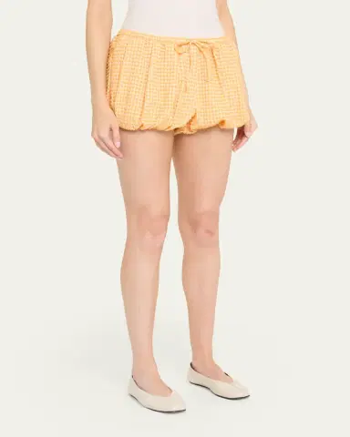 Simkhai Addie Textured Gingham Bubble Shorts | Thumbnail 4