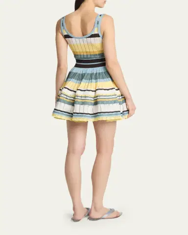 Alaïa Sleeveless Striped Crinoline Knit Mini Dress | Thumbnail 3 Alaïa Sleeveless Striped Crinoline Knit Mini Dress | Thumbnail 3