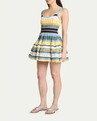 Alaïa Sleeveless Striped Crinoline Knit Mini Dress | Thumbnail 4 Alaïa Sleeveless Striped Crinoline Knit Mini Dress | Thumbnail 4