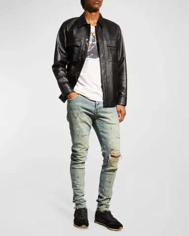 PURPLE Men's Dropped-Fit Distressed Jeans | Thumbnail 2