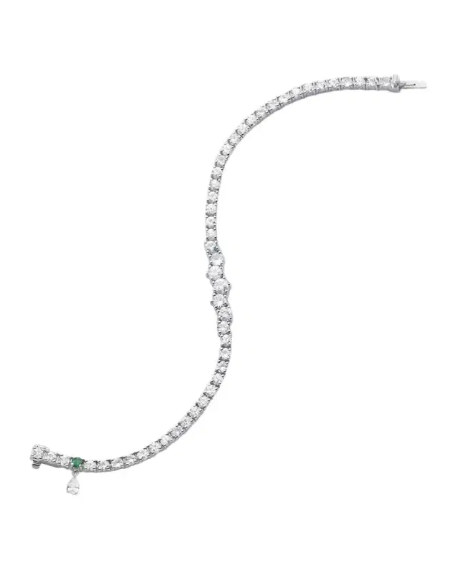Sterling Silver Graduated White Sapphire Tennis Bracelet