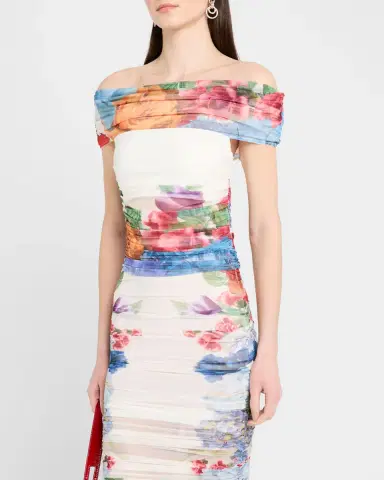 Alice + Olivia Isadola Folded Off-Shoulder Ruched Top | Thumbnail 3 Alice + Olivia Isadola Folded Off-Shoulder Ruched Top | Thumbnail 3