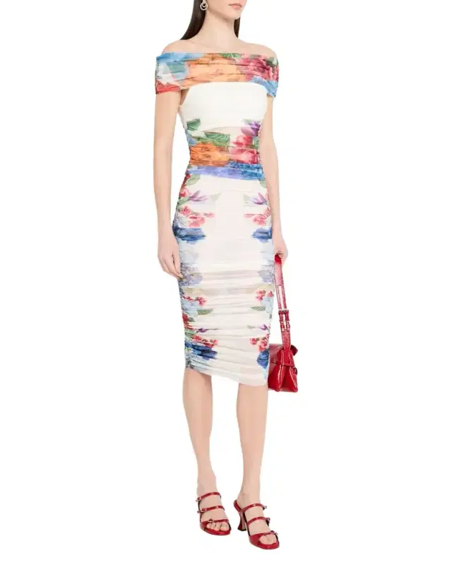 ALICE + OLIVIA Isadola Folded Off-Shoulder Ruched Top