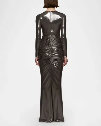 Et Ochs Stella Ruched Metallic Jersey Bodycon Gown | Thumbnail 2