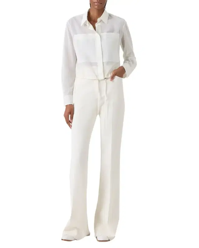 Cotton Drawstring Collared Blouson Shirt Cotton Drawstring Collared Blouson Shirt