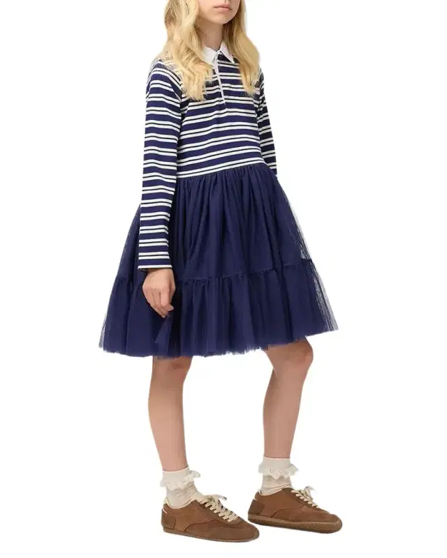 Girl 's Cyanne Long-Sleeve Combo Dress, Size 7-12