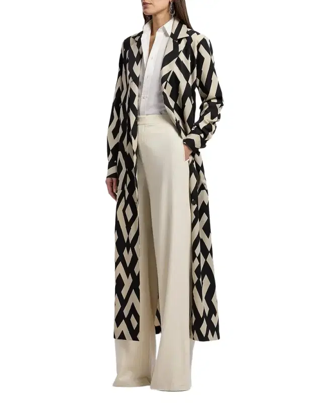 Nessa Deco-Print Wool Coat