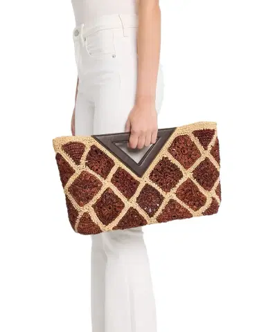 Veronica Beard Vesper Crochet Raffia Clutch Bag | Thumbnail 1