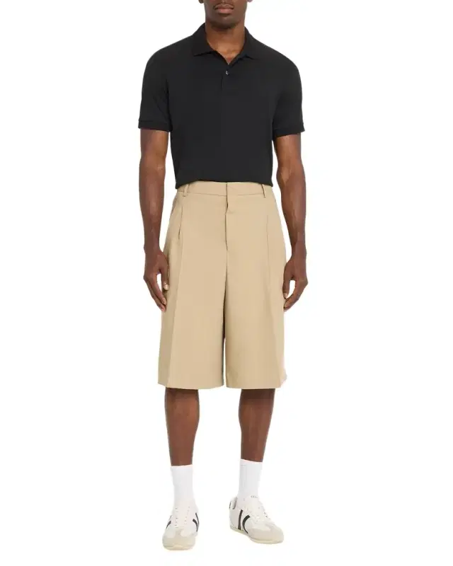 Men 's Low-Waist Wide Leg Pleated Bermuda Shorts