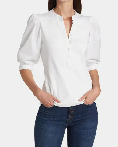 Veronica Beard Coralee Puff Sleeve Button-Front Top | Thumbnail 3 Veronica Beard Coralee Puff Sleeve Button-Front Top | Thumbnail 3