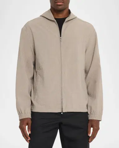 Emporio Armani Men's Polyester Seersucker Full-Zip Hoodie | Thumbnail 3 Emporio Armani Men's Polyester Seersucker Full-Zip Hoodie | Thumbnail 3